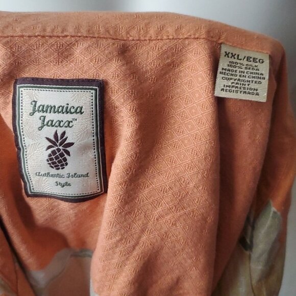 VTG XXL 100% Silk Jamaica Jaxx Silk Button Down Short Sleeve Shirt - Picture 5 of 5